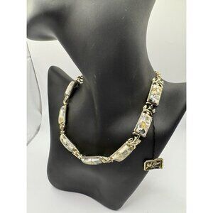 NWT Vintage Deadstock Coro Lucite Gold Tone Choker Necklace Leaf Motif